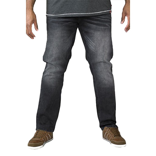 D555 Mens Benson King Size Tapered Fit Stretch Jeans 40R Grå S Grey Stonewash 40R