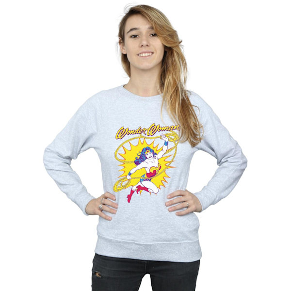 DC Comics Dam/Kvinnor Wonder Woman Leap Sweatshirt S Heather Heather Grey S