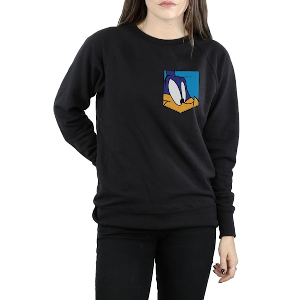 Looney Tunes Dam/Damer Road Runner Ansikte Faux Fick Sweatshirt Black S