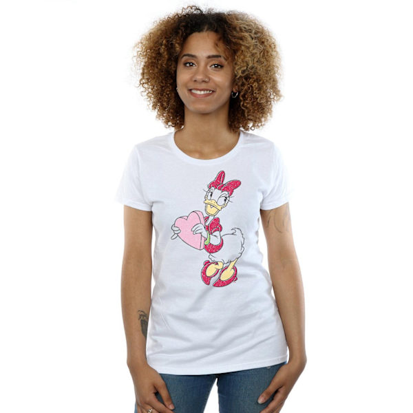 Disney Womens/Ladies Daisy Duck Love Heart Bomull T-Shirt S Vit White S