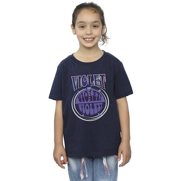 Willy Wonka Girls Violet Turning Violet Bomull T-shirt 12-13 år Navy Blue 12-13 Years