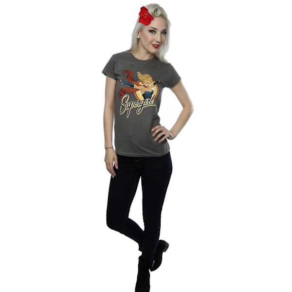 DC Bombshells Dam T-shirt med Supergirl-märke i storlek S Charcoal S