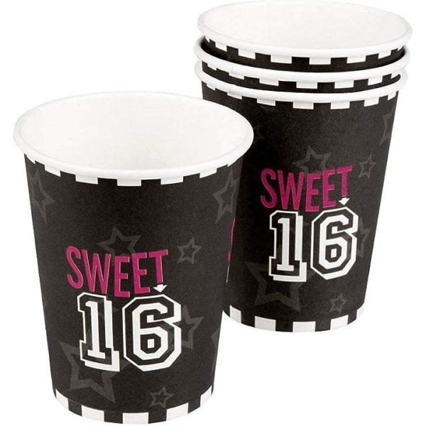 Boland Sweet 16 Disposable Cup (Pack om 6) One Size Svart/Vit Black/White One Size