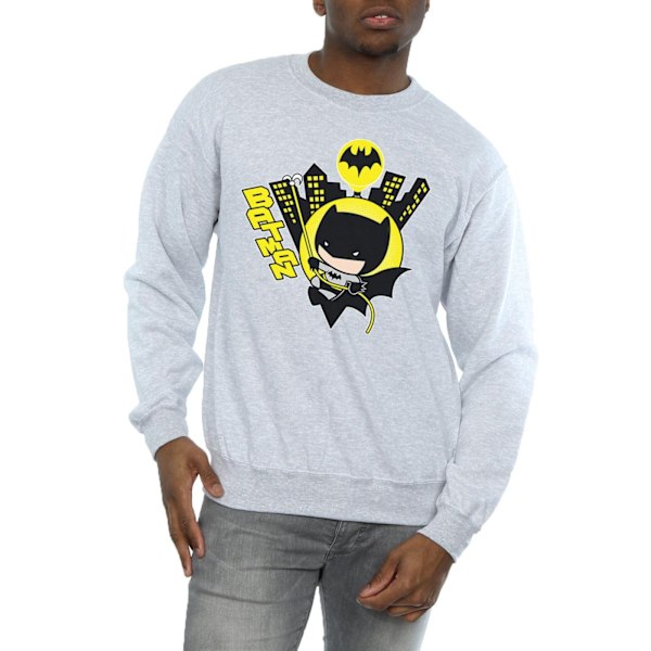 DC Comics Chibi Batman Swinging Sweatshirt XXL Sports Grey för män Sports Grey XXL