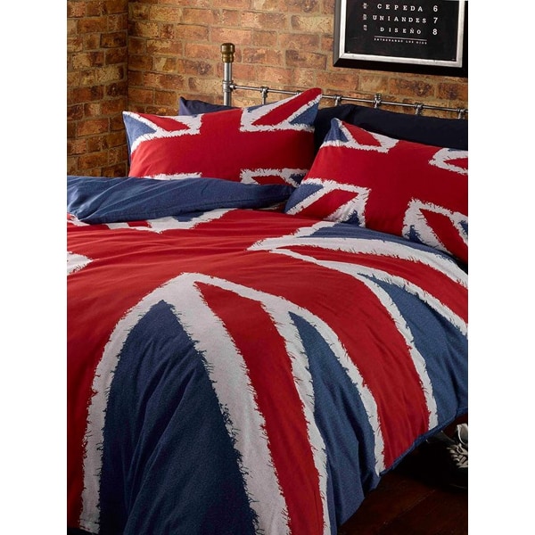 Catherine Lansfield Union Jack Cover Set Dubbel Röd/Vit Red/White/Blue Double