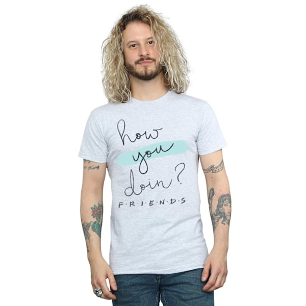 Friends Mens How You Doin? Handwriting T-Shirt L Sports Grey Sports Grey L