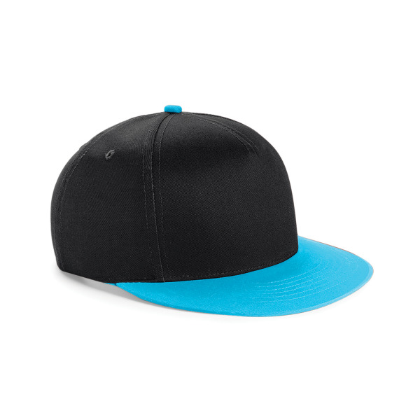 Beechfield Youth Unisex Retro Snapback Cap One Size Svart/ Surf Black/ Surf Blue One Size