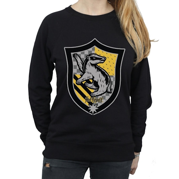 Harry Potter Dam/Kvinnor Hufflepuff Crest Flat Sweatshirt M B Black M