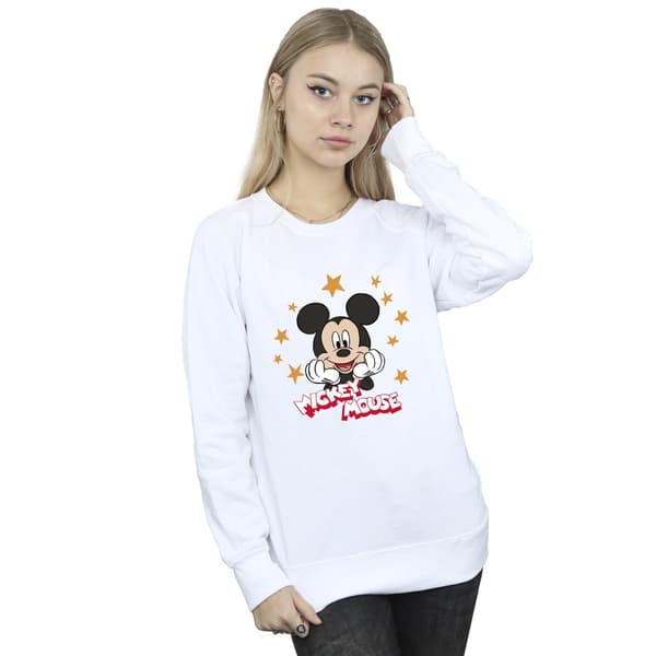 Disney Dam/Kvinnor Mickey Mouse Stjärnor Sweatshirt M Vit White M