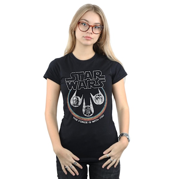 Star Wars Dam/Kvinnor Retro Heads Bomull T-shirt XXL Svart Black XXL