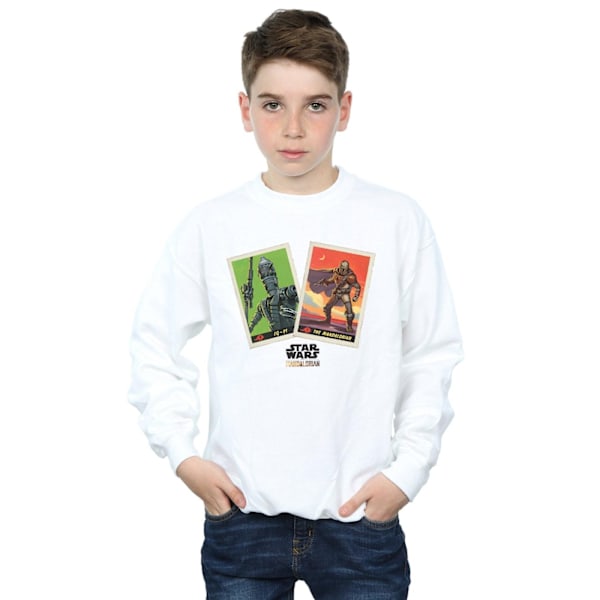 Star Wars Boys The Mandalorian Trading Cards Sweatshirt 7-8 år White 7-8 Years
