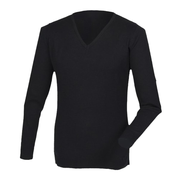 Henbury Herr Cashmere Touch Akryl V-ringad tröja / Stickad L Black L