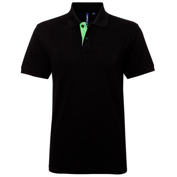 Asquith & Fox Herr Classic Fit Contrast Polo Shirt 2XL Svart/L Black/ Lime 2XL