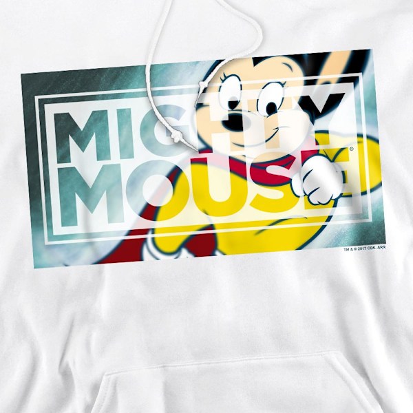 Mighty Mouse Herr Mighty Rectangle Hoodie L Vit White L