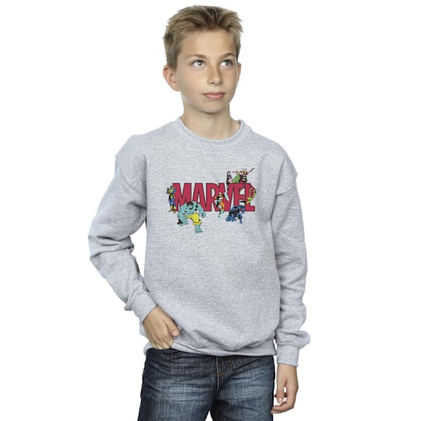 Marvel Boys Comics Characters Sweatshirt 7-8 år Sports Grey Sports Grey 7-8 Years