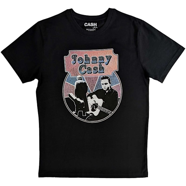 Johnny Cash Unisex Vuxen Walking Guitar & Front On T-Shirt S Bl Black S