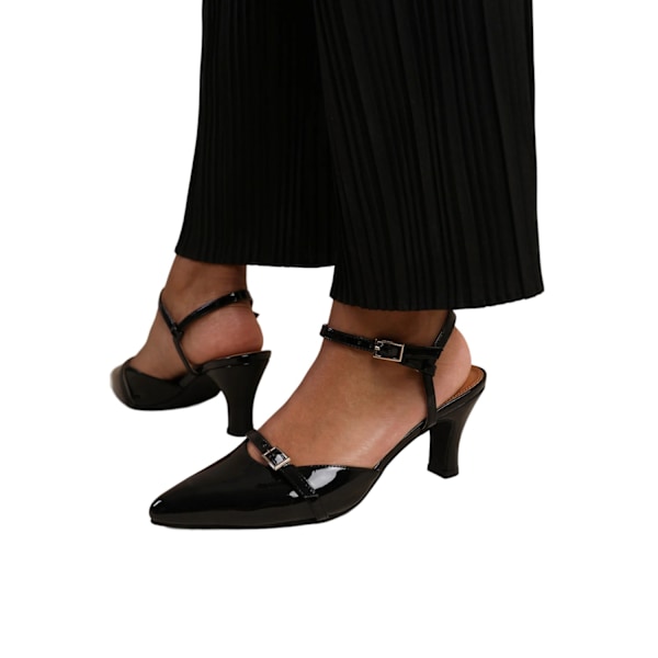 Where's That From Dam/Damer Memphis Patent Faux Läder Bred Black 6 UK Wide