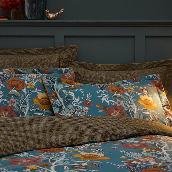 Paoletti Bloom Blommigt Påslakanset Dubbel Teal Teal Double