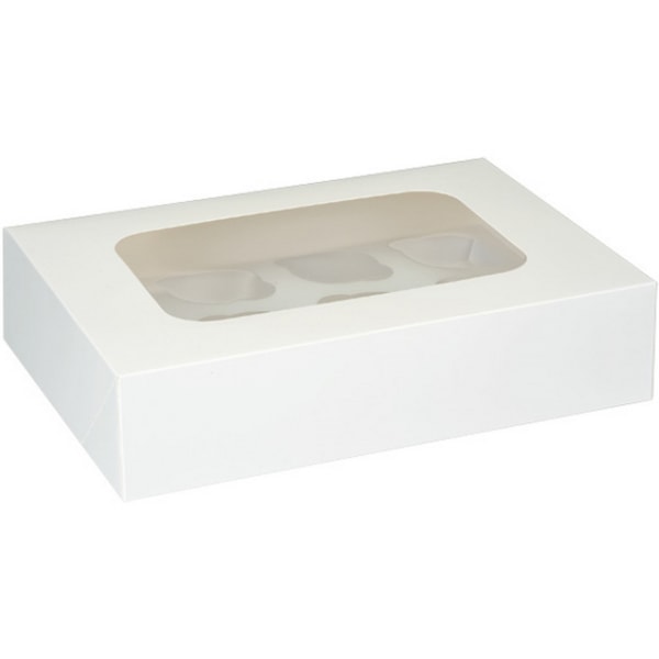 Club Green Muffin/Cupcake Box (paket med 2) 2 x 6 Vita White 2 x 6