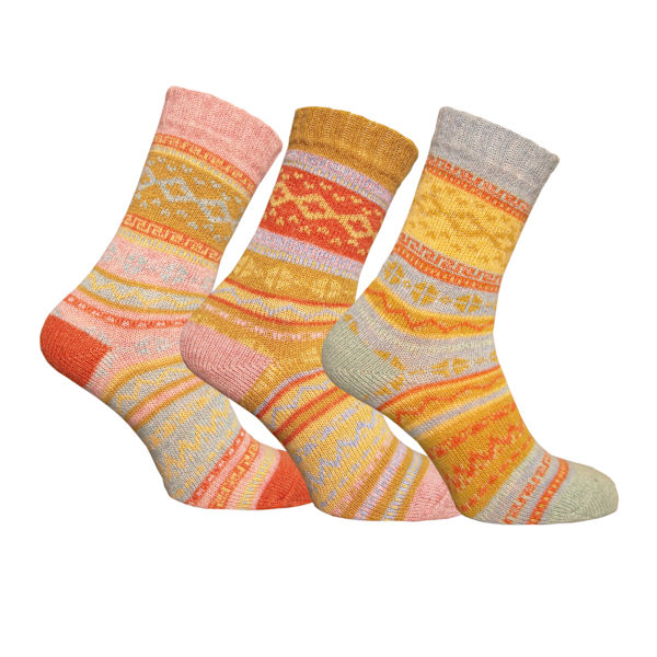 Simply Essentials Dam/Dam Alpaca Ullblandning Nordiska Sockor Orange/Pink/Mint 4-7 UK