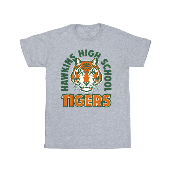 Netflix Girls Stranger Things Hawkins Arch Tiger Bomull T-shirt Sports Grey 7-8 Years