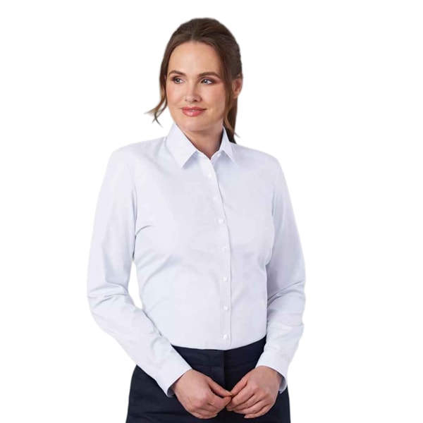 Brook Taverner Dam/Dam Selene Poplin Långärmad Formell Skjorta White 12 UK