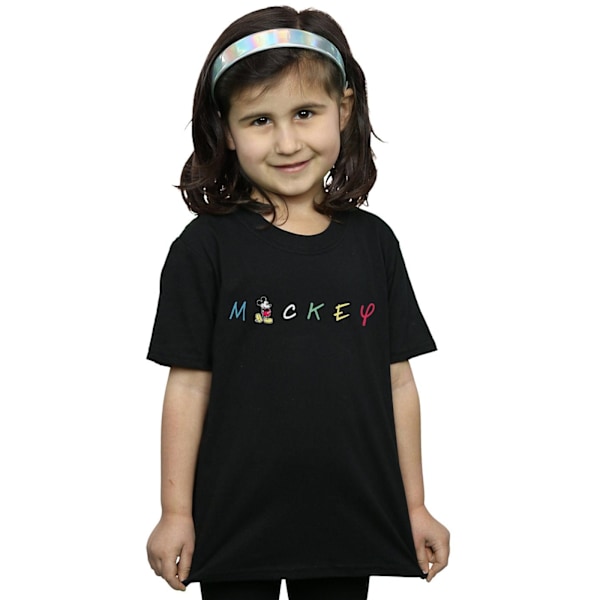 Disney Girls Mickey Mouse Wording Logo Bomull T-shirt 7-8 år Black 7-8 Years