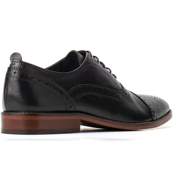 Base London Herr Cast Waxy Snörning Läder Brogue Sko 8 UK Bla Black 8 UK