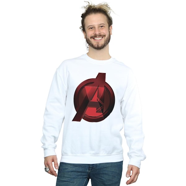 Marvel Mens Black Widow Movie Avengers Logo Sweatshirt XXL Vit White XXL