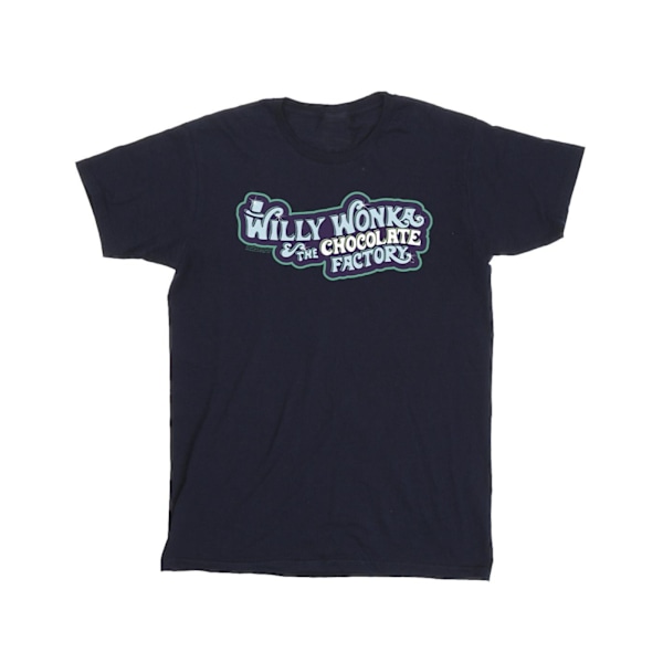 Willy Wonka Girls Chocolate Factory Logo Bomull T-shirt 12-13 år Navy Blue 12-13 Years