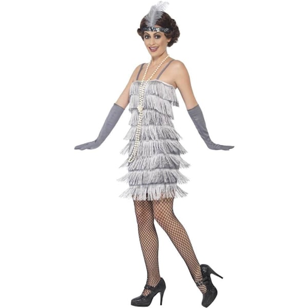 Smiffys Dam/Dam Flapper Kostymset M Silver Silver M