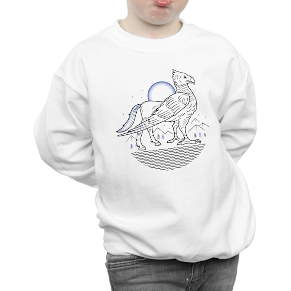Harry Potter Pojkar Buckbeak Linje Konst Sweatshirt 7-8 År Vit White 7-8 Years