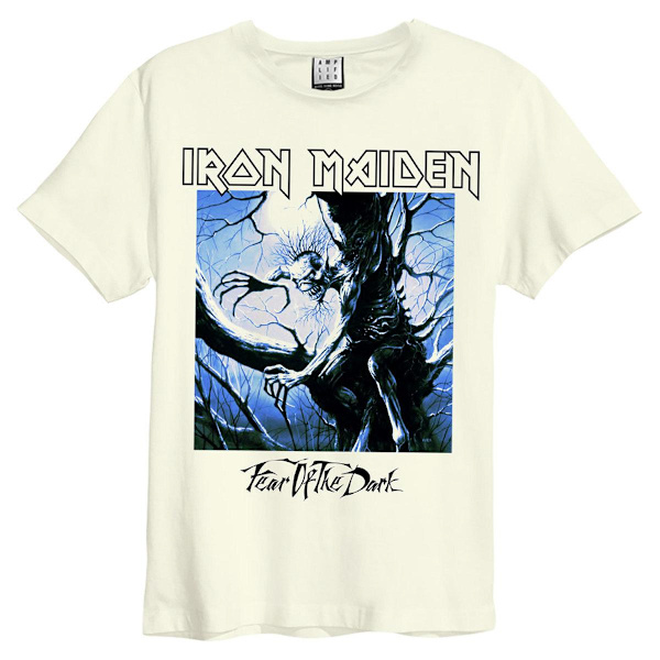 Amplified Unisex Adult Fear Of The Dark Iron Maiden Vintage T-shirt White XXL