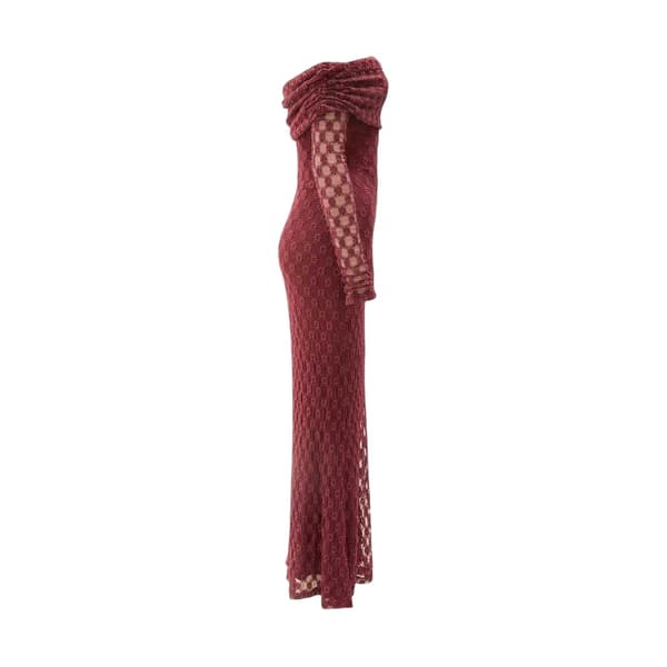 Bardot Dam/Dam Adoni Off Shoulder Maxiklänning 10 UK Deep P Deep Plum 10 UK