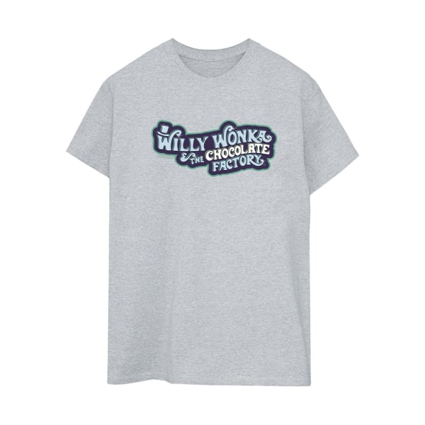 Willy Wonka Dam/Kvinnor Chokladfabrik Logotyp Bomull Pojkvän Sports Grey 5XL