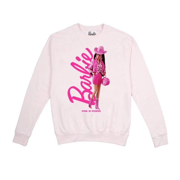 Barbie Dam/Dam Rosa Power Tröja med rund hals M Blek nål Pale Pink M
