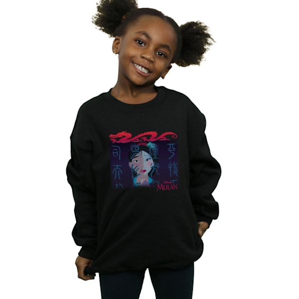 Disney Flickor Mulan Geisha Ansikte Tröja 5-6 År Svart Black 5-6 Years