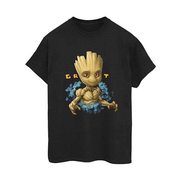 Guardians Of The Galaxy Dam/Kvinnor Groot Blommor Bomull Boyf Black XL