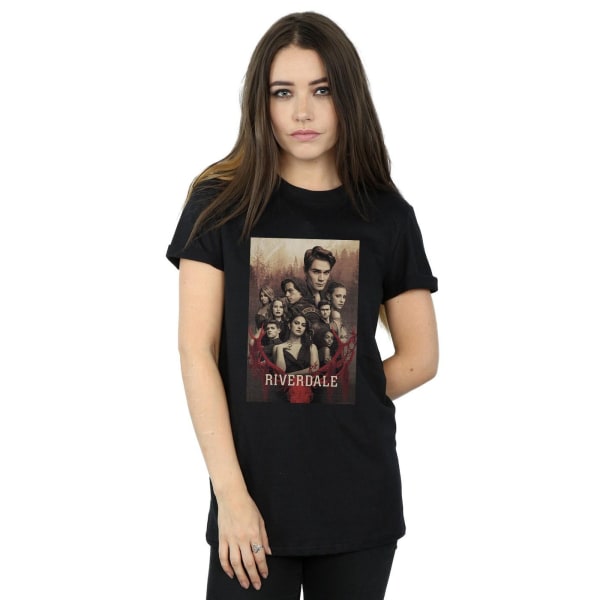 Riverdale Dam/Dam Stag Skull Pojkvän T-shirt i bomull S B Black S