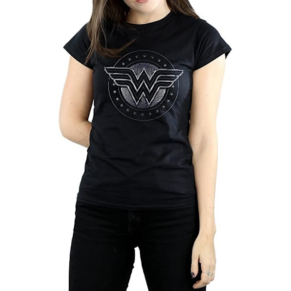 Wonder Woman Dam/Kvinnor Sköld Bomull T-shirt M Svart Black M