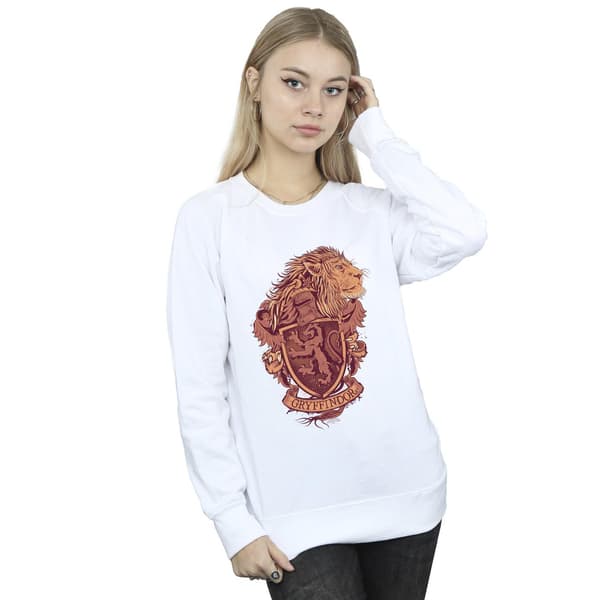 Harry Potter Dam/Damer Gryffindor Sketch Crest Sweatshirt S White S