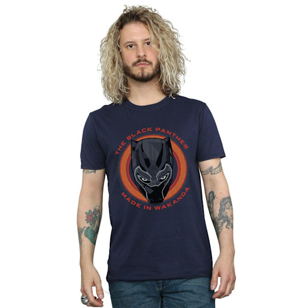 Marvel Herr Svart Panter Tillverkad i Wakanda Röd T-shirt L Marinblå Navy Blue L