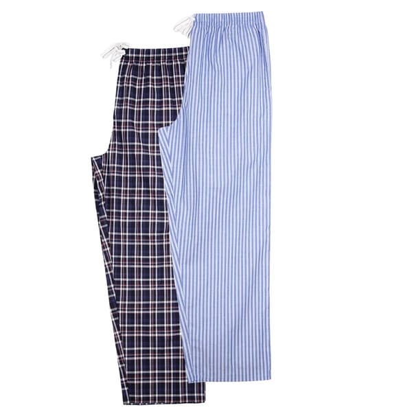 Keanu Vävda Pyjamasbyxor för Män med Rutor och Ränder (2-pack) S B Blue/Black S