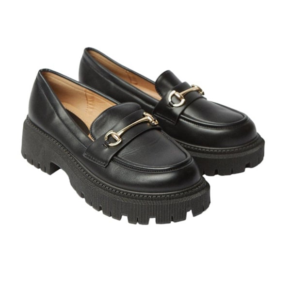 Faith Dam/Kvinnor Nola Snaffle Detalj Chunky Heel Loafers 5 UK Black 5 UK