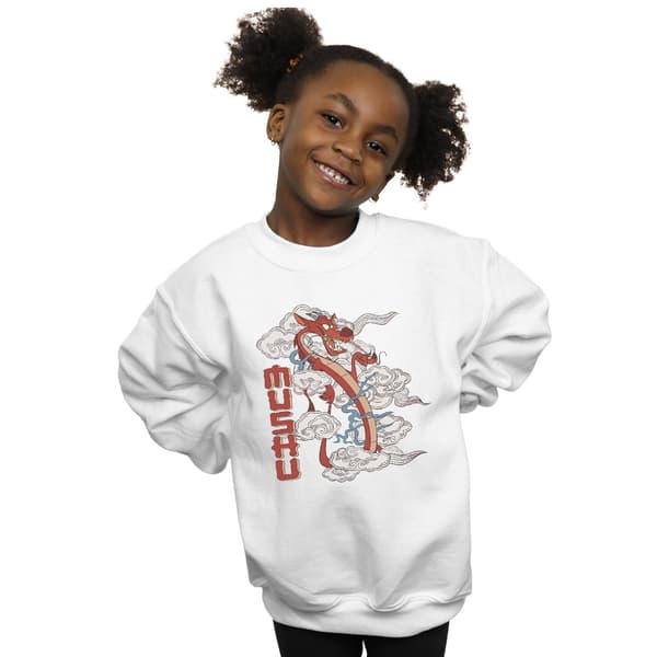 Disney Flickor Mulan Mushu Drake Tröja 3-4 År Vit White 3-4 Years