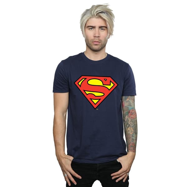 DC Comics Herr Superman Logotyp T-shirt L Marinblå Navy Blue L