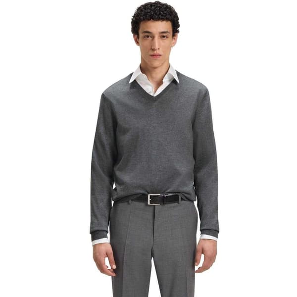 Boss Herr Stickad Vanlig Formell Tröja L Mellangrå Medium Grey L