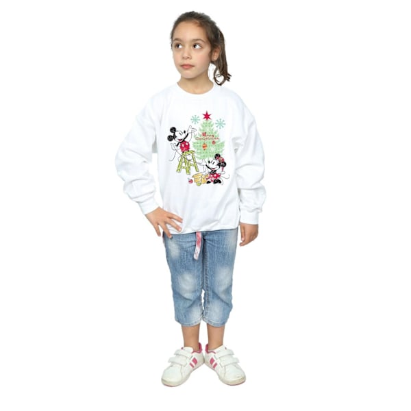 Disney Girls Mickey och Minnie Julgran Sweatshirt 7-8 år White 7-8 Years