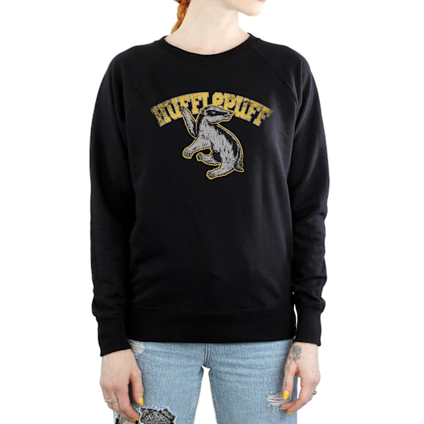 Harry Potter Dam/Kvinnor Hufflepuff Sport Emblem Sweatshirt S Black S