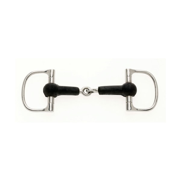 Lorina Gummi D Race Snaffle 5,5 tum Silver/Svart Silver/Black 5.5in